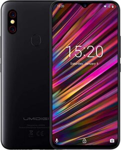 Unlocked Smartphones, UMIDIGI F1 Dual SIM 4G Budget Phone, 6.3" FHD+, 16MP+8MP Dual Camera, 128GB+4GB RAM, Android 9.0, 5150mAh Battery 18W Fast Charging